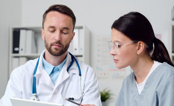 Clinicians discussing care plan